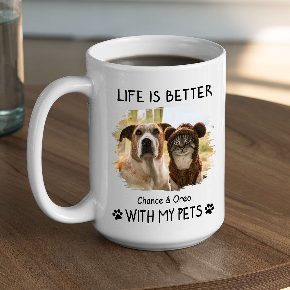 Exquisite Personalized Custom Coffee Mug: Better With Pets Photo