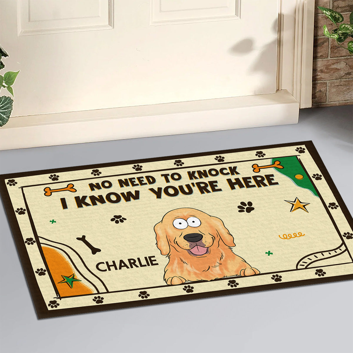 We Know You Are Here Human - Personalized Custom Doormat with Your Beloved Pet's Picture