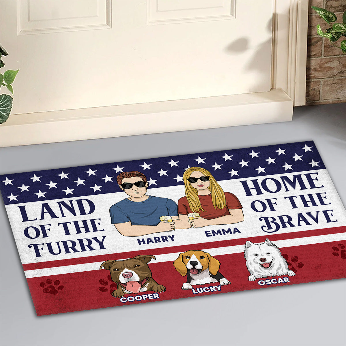 Home Of The Brave - Personalized Custom Doormat with Your Pet's Picture