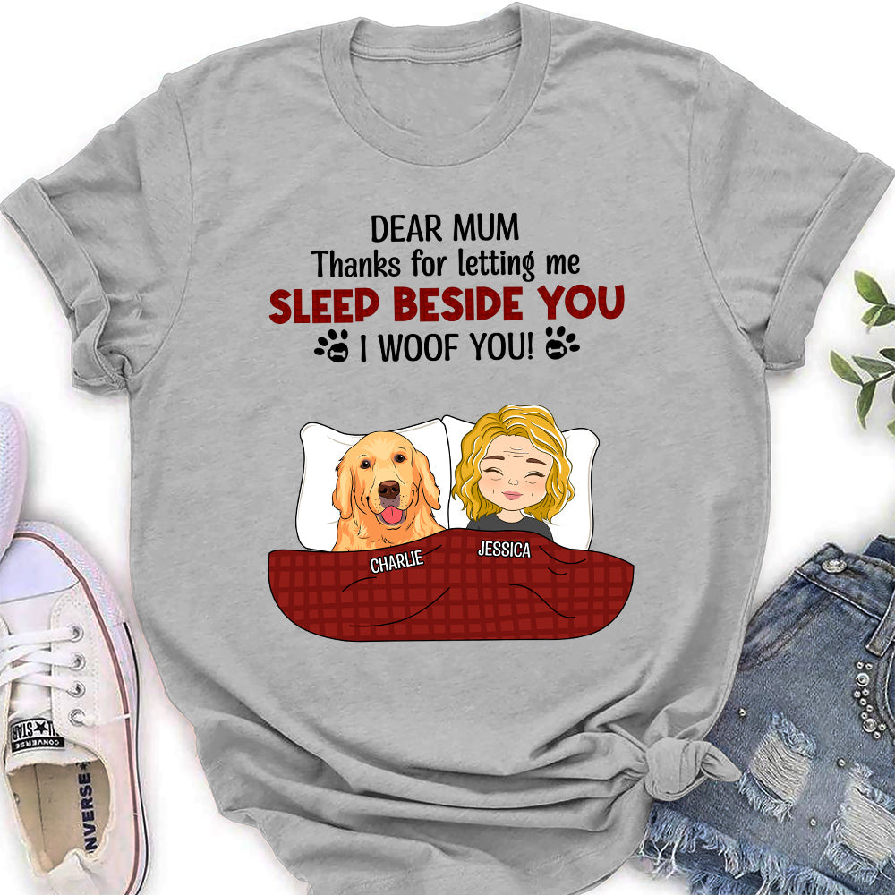 Letting Me Sleep Beside You - Customizable Personalized Women's T-shirt for Pet Lovers