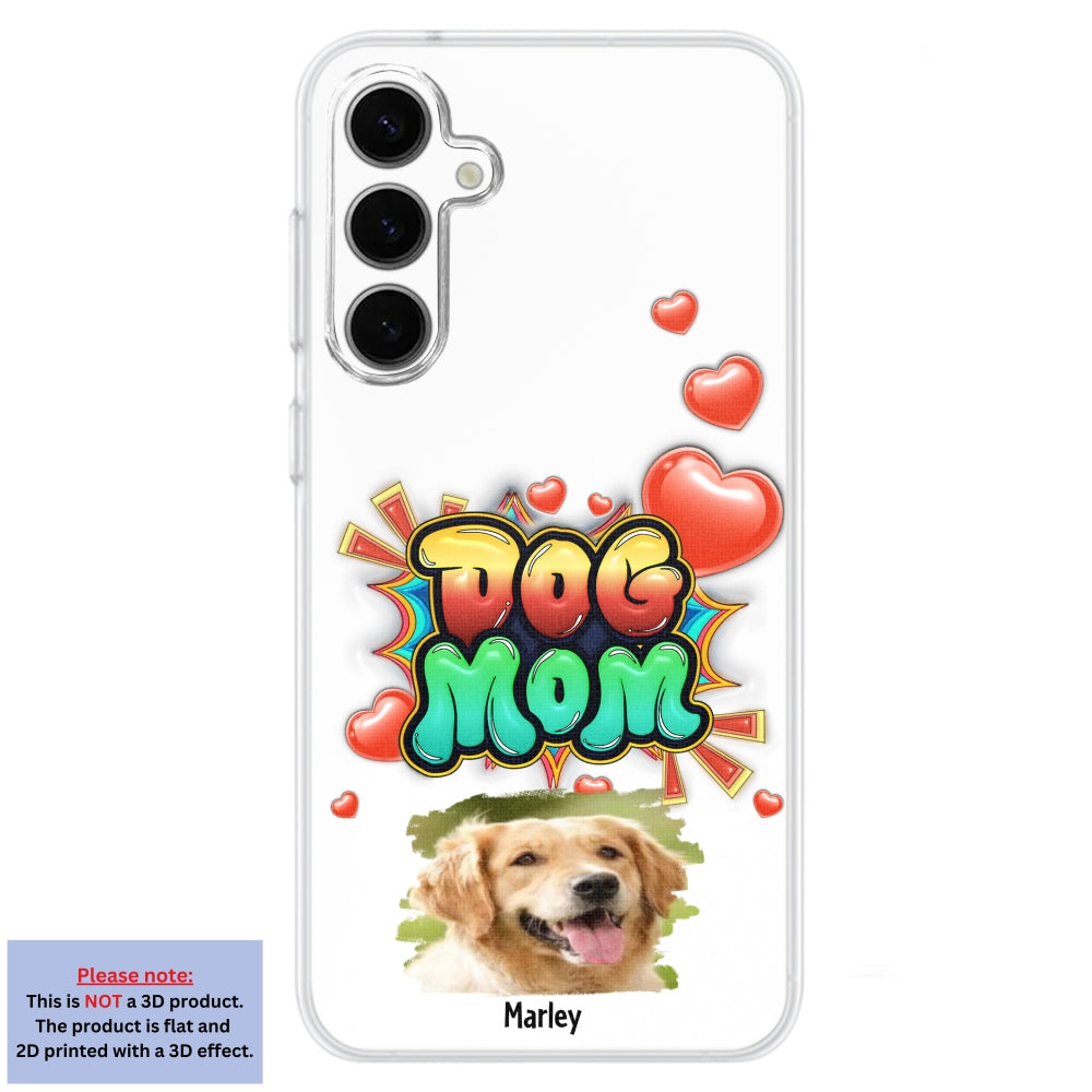 Dog Mom Gradient Photo - Personalized Custom 3D Inflated Effect Luxury Phone Case for Smartphones