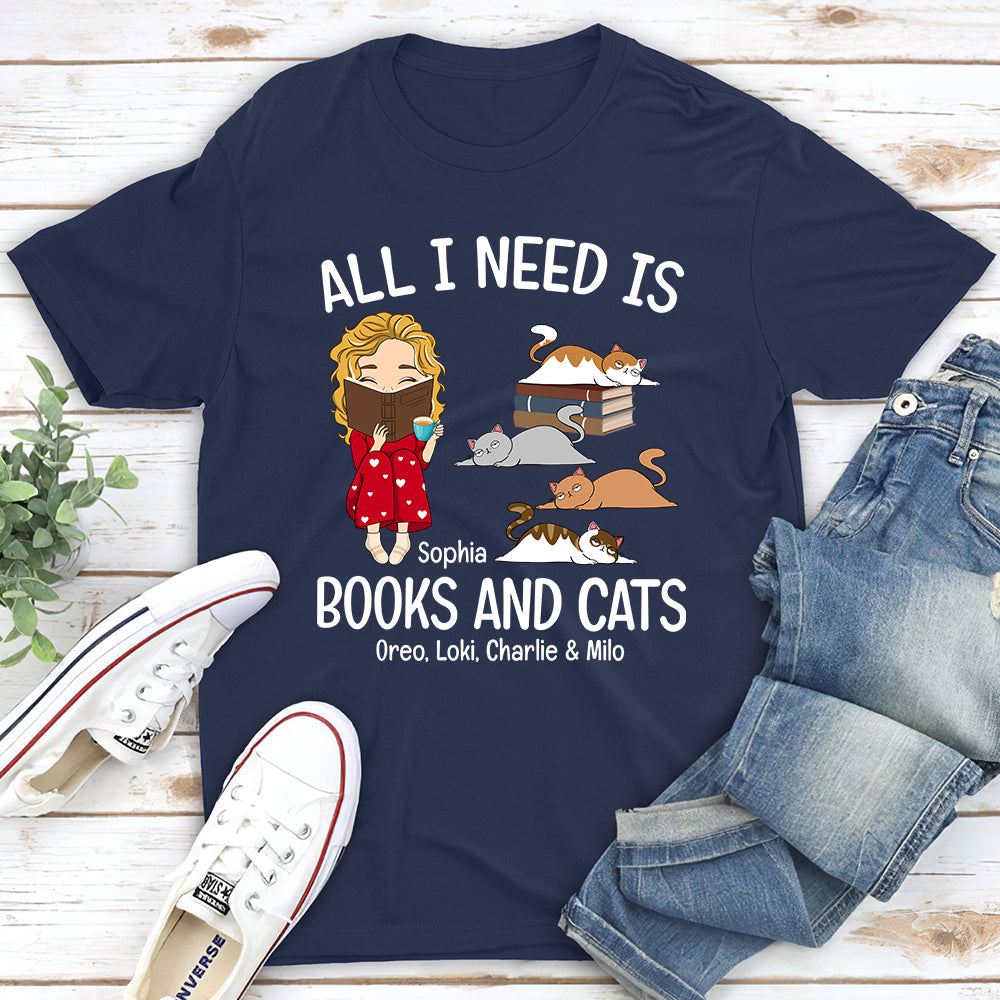 Books And Cats - Exquisite Personalized Custom Unisex 5.3 oz T-shirt