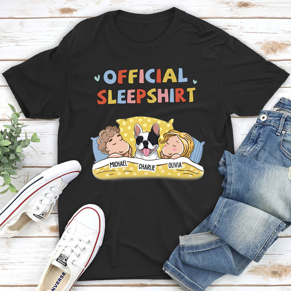 Personalized Custom Premium Sleeping Pet Sleepshirt Couple T-shirt - Ideal Gift for Pet Lovers