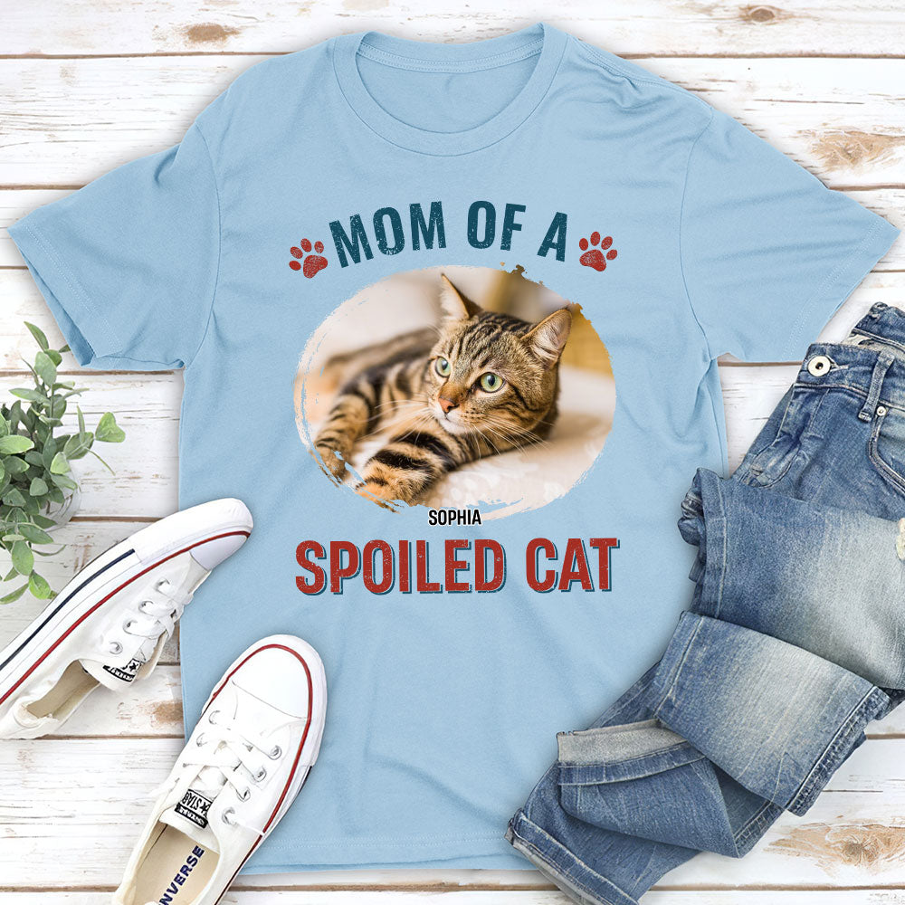 Cat Mom Of Spoiled Kids - Personalized Custom Unisex 5.3 oz T-shirt for Pet Lovers