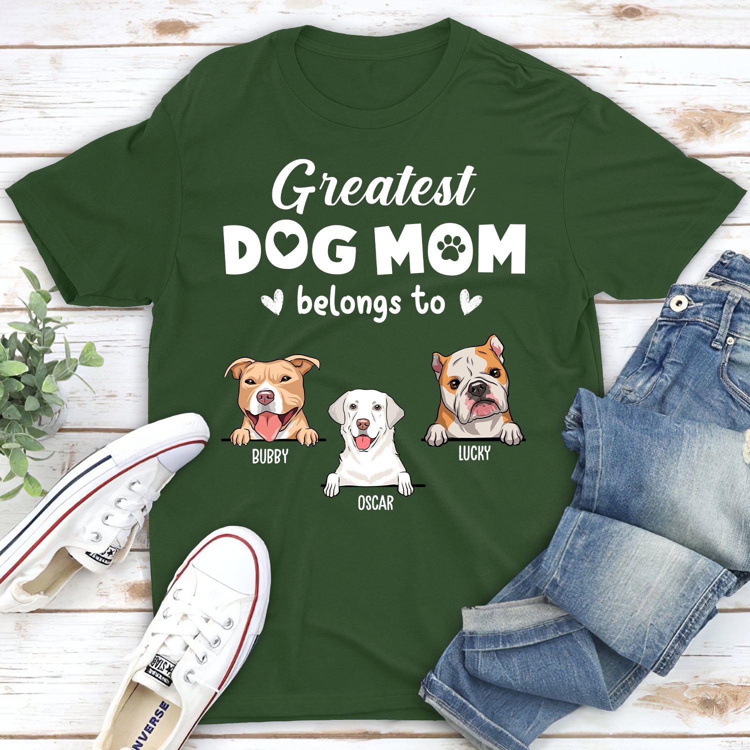 Greatest Dog Mom - Personalized Custom Unisex Heavy Cotton T-shirt for Pet Lovers