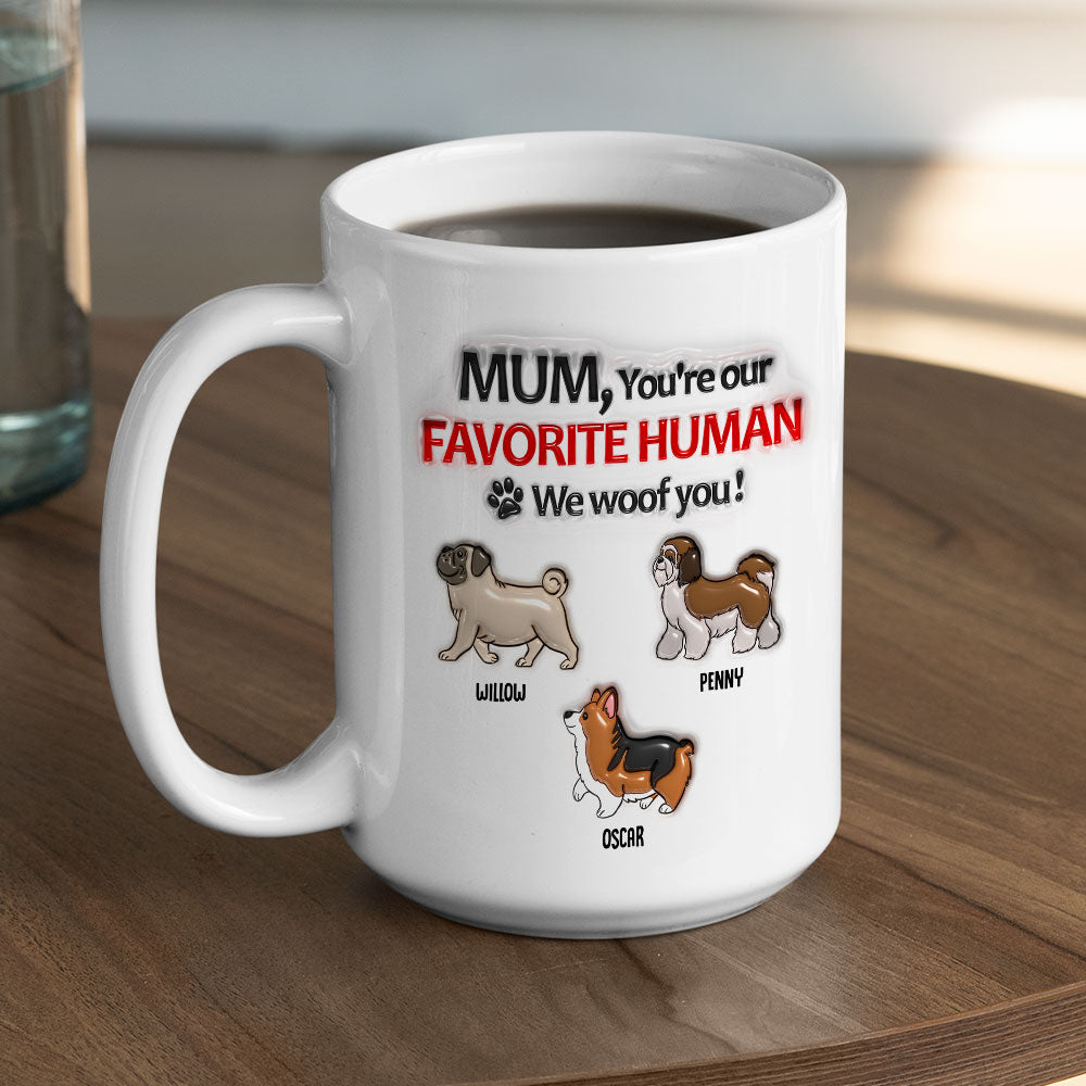 Favorite Human - Stunning Personalized Custom 3D Inflated Effect Ceramic Mug for Pet Lovers