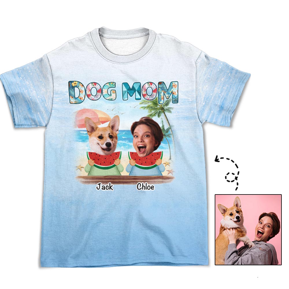 Customizable Dog Mom Summer Personalized All-over-print Photo T-shirt