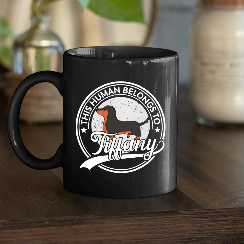 Personalized Custom 'Human Belongs To Dog' Coffee Mug - 11oz and 15oz Options