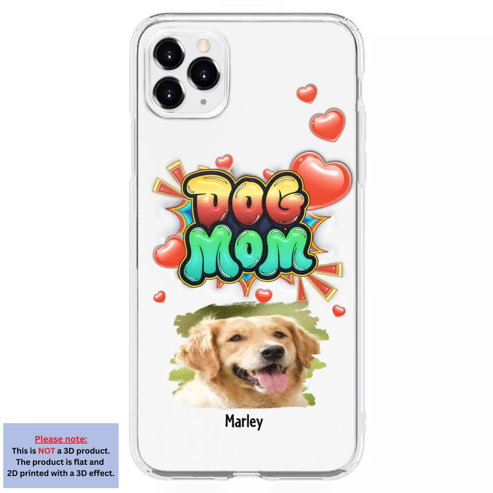Dog Mom Gradient Photo - Personalized Custom 3D Inflated Effect Luxury Phone Case for Smartphones
