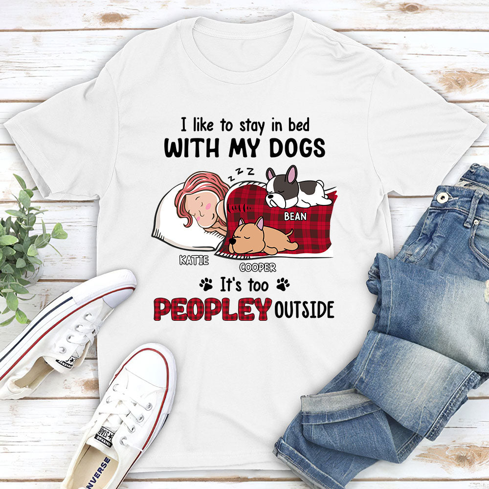 Like To Stay In Bed - Personalized Custom Unisex 5.3 oz T-shirt for Pet Lovers