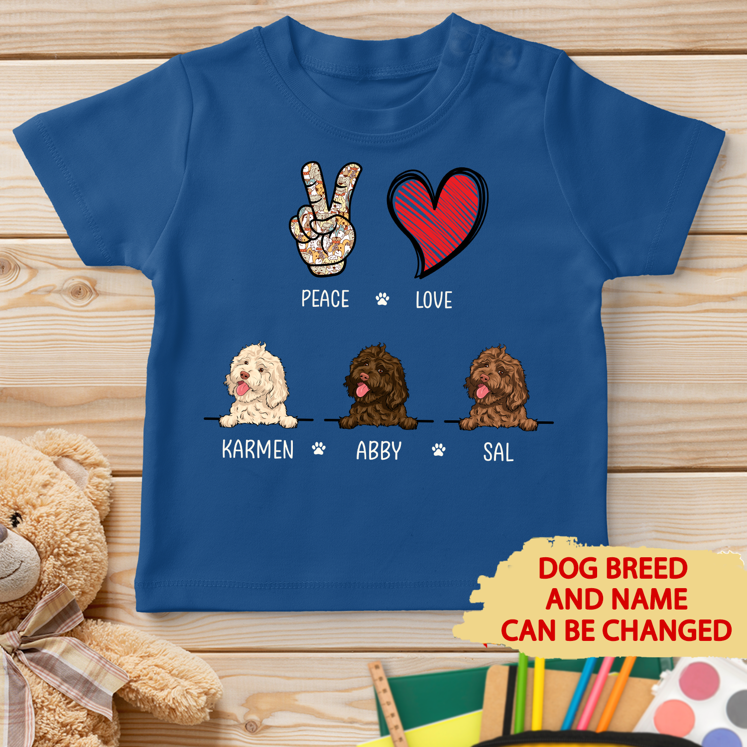 Peace Love Dog - Personalized Custom Unisex Youth T-shirt for Pet Lovers