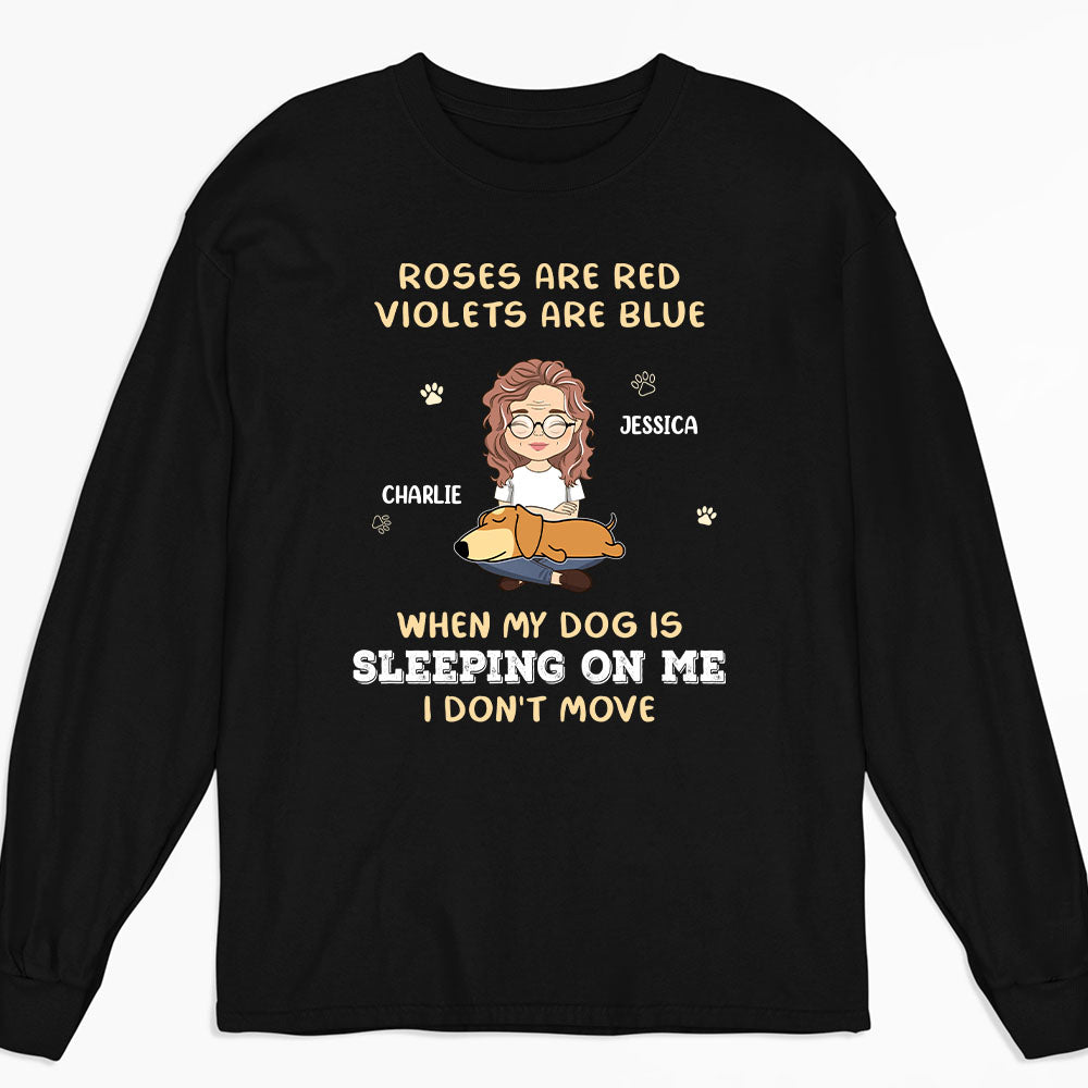 Sleeping On Me - Exclusive Personalized Custom Long Sleeve Unisex T-shirt for Pet Lovers
