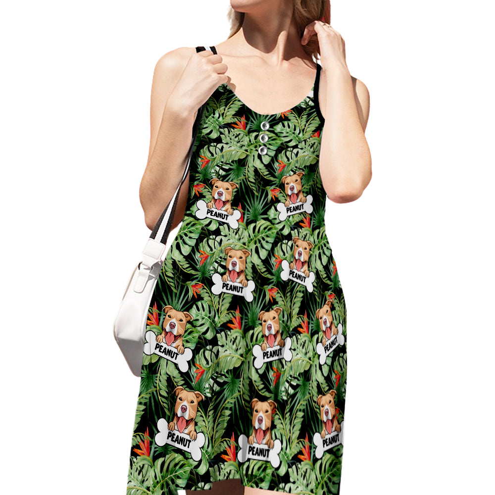 Personalized Custom Dog Tropical Leaf Strap Dress - Ideal for Pet Lovers and Fashion Enthusiasts
