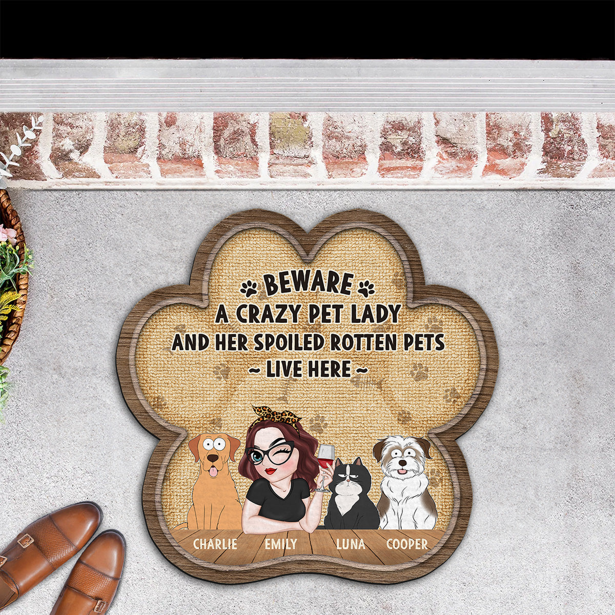 A Crazy Pet Lady - Personalized Custom Doormat with Vibrant Pet Photos in Multiple Sizes