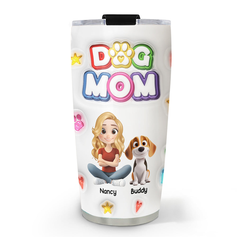 Best Dog Mom Ever Personalized Custom 3D Inflated Effect Crayon - Style Tumbler, 20oz
