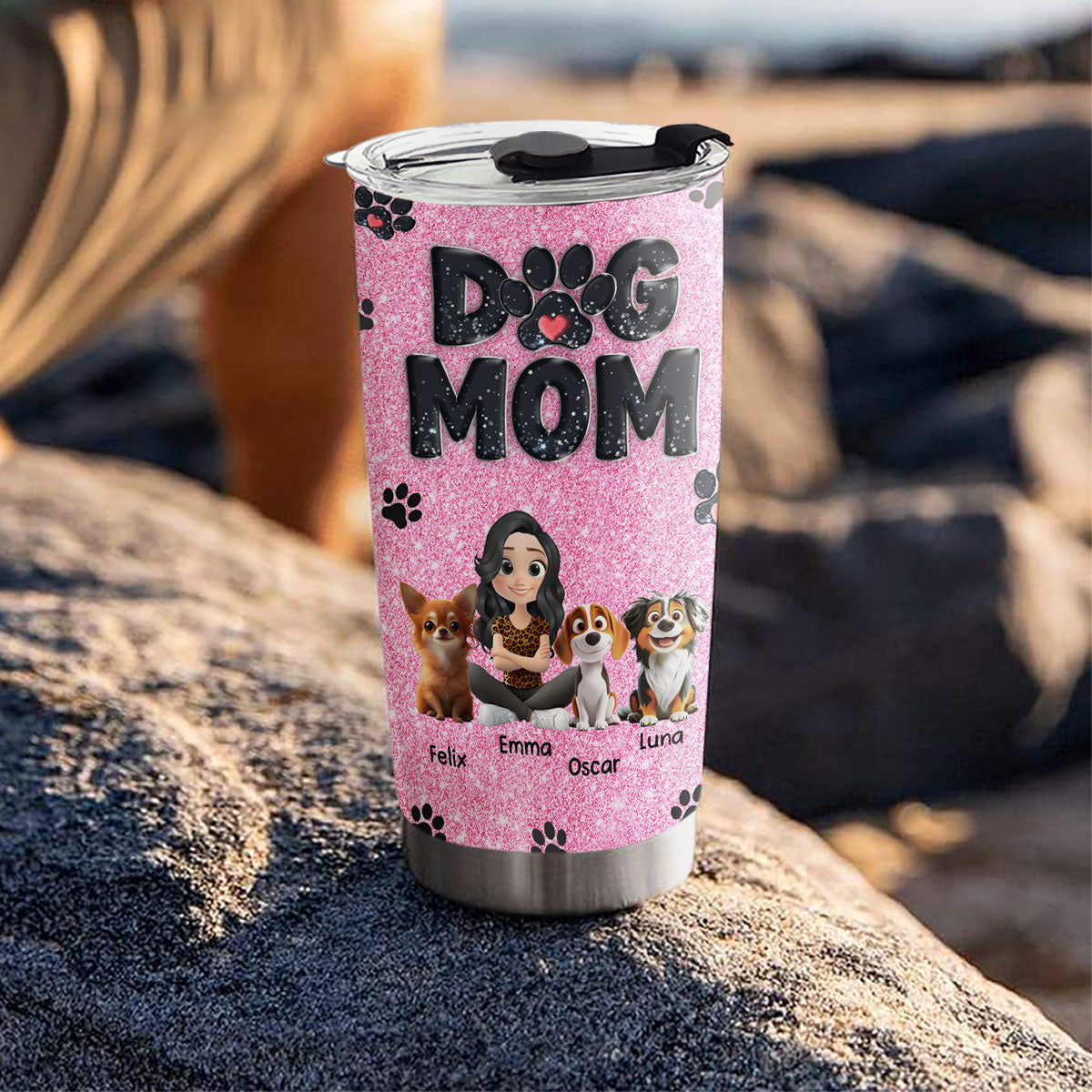 Charming Personalized Custom Lovely Dog Mom Blink Tumbler