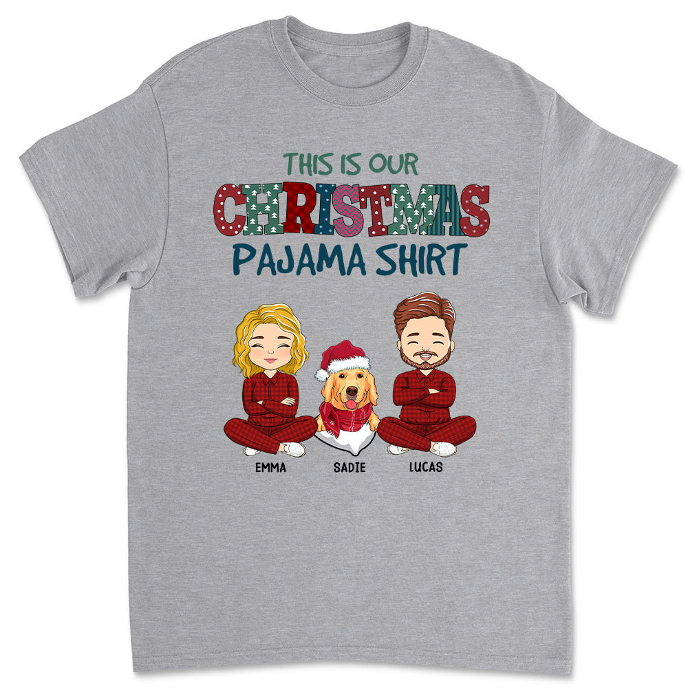 Customizable Christmas Pajama Couple Unisex T-shirt - Perfect Gift for Pet Lovers