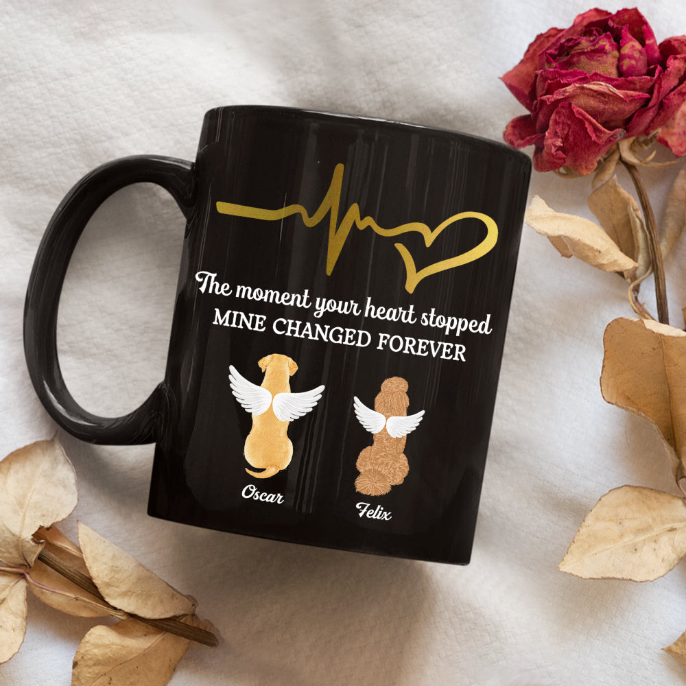 The Moment Your Heart Stopped - Personalized Custom 11oz & 15oz Black Ceramic Coffee Mug for Pet Lovers