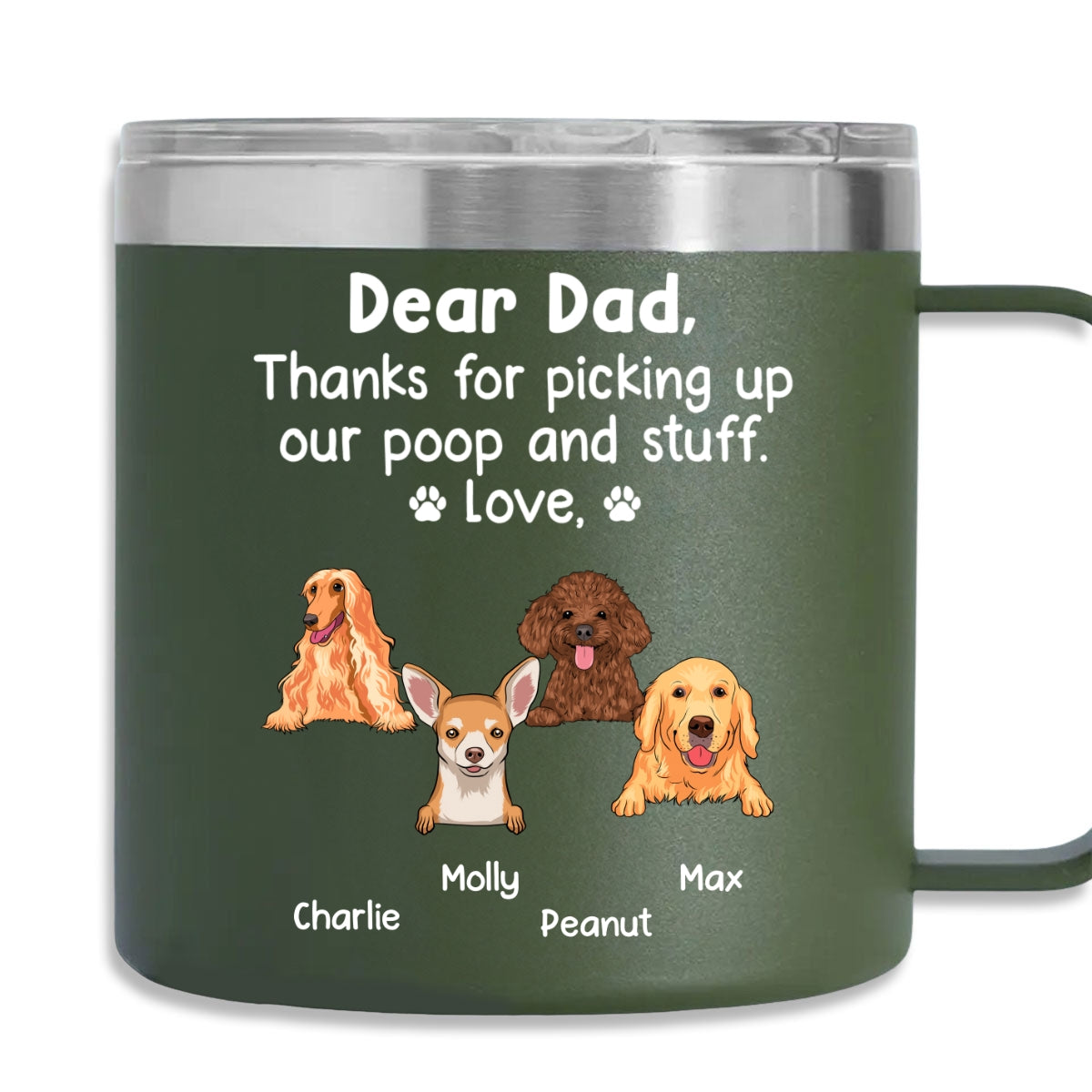 Thanks For Being My Human Servant - Personalized 14oz Custom Stainless Steel Tumbler with Handle for All Beverages