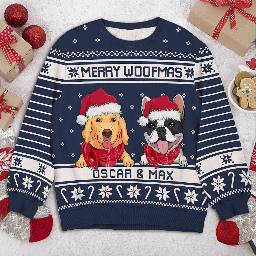 Merry Woofmas - Personalized Custom All-Over-Print Unisex Kids Sweatshirt for Dog Lovers