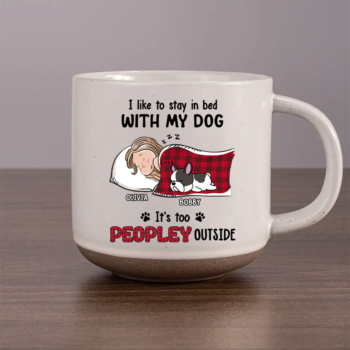 Personalized Custom 11oz Ceramic Pottery Mug in Dark Blue or White - Ideal for Staying in Bed