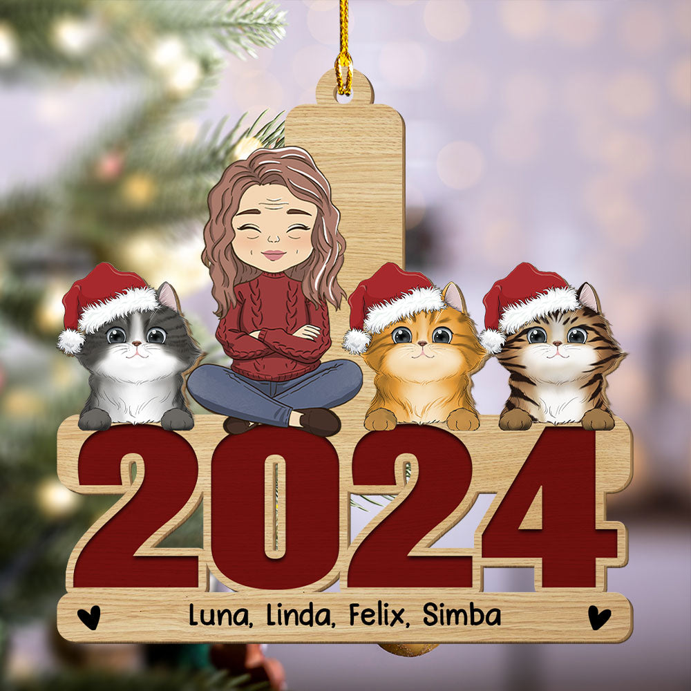 Happy Pawliday With Pets - Personalized Custom 1-layered Wood Christmas Ornament for Pet Lovers