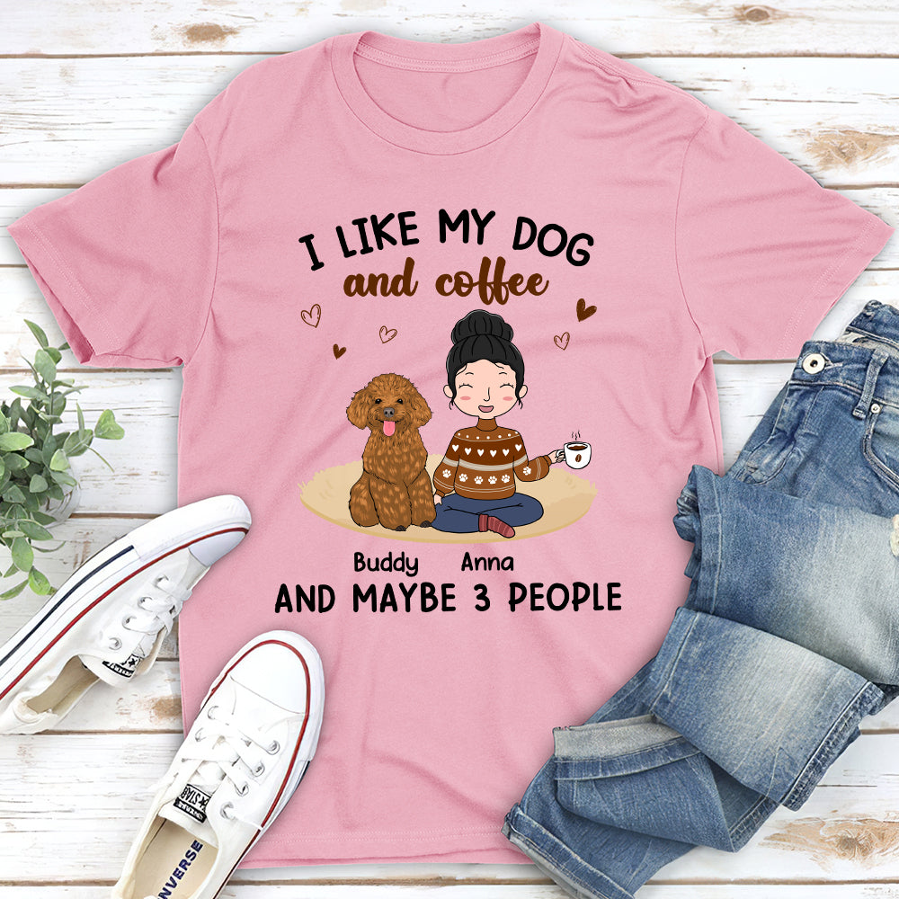 I Like My Dog And Coffee - Personalized Custom Unisex Heavy Cotton T-Shirt for Pet Lovers