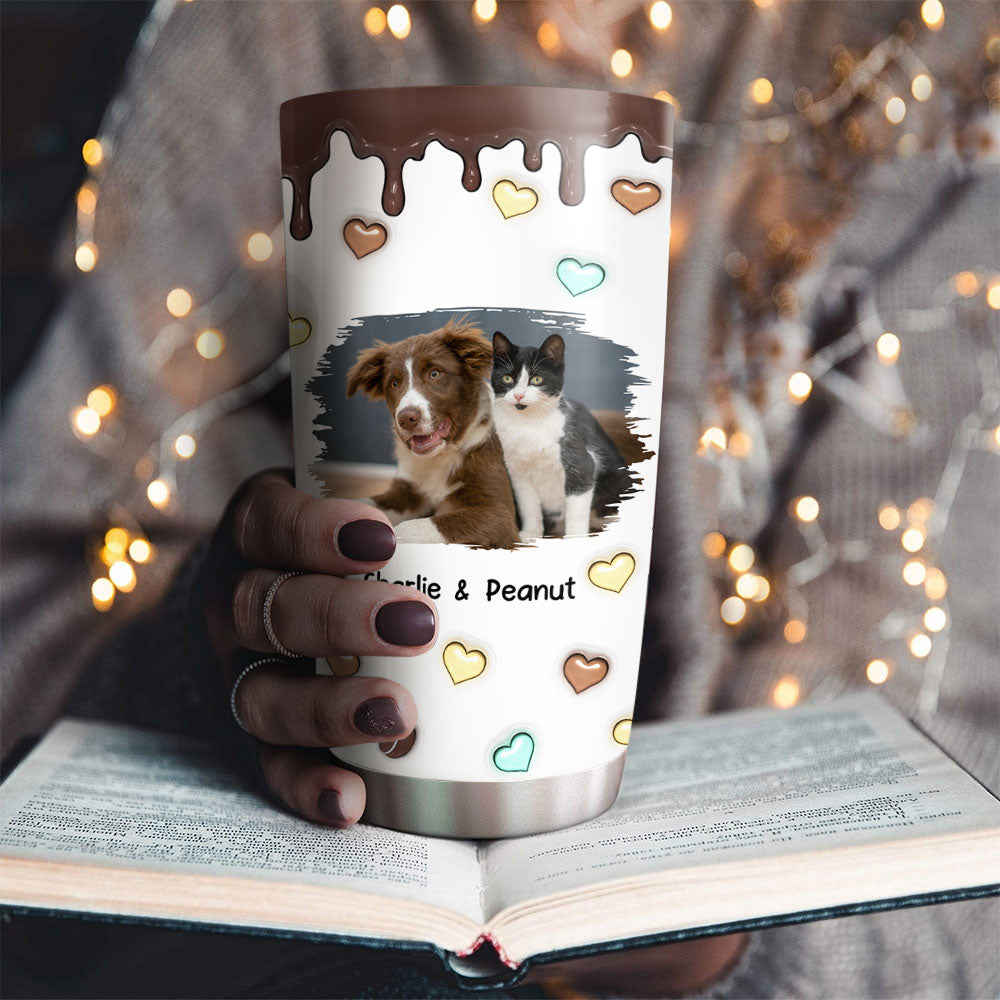 Unique Personalized Custom 3D Inflated Coffee And Pet Photo Tumbler - 20oz High - Quality Stainless Steel