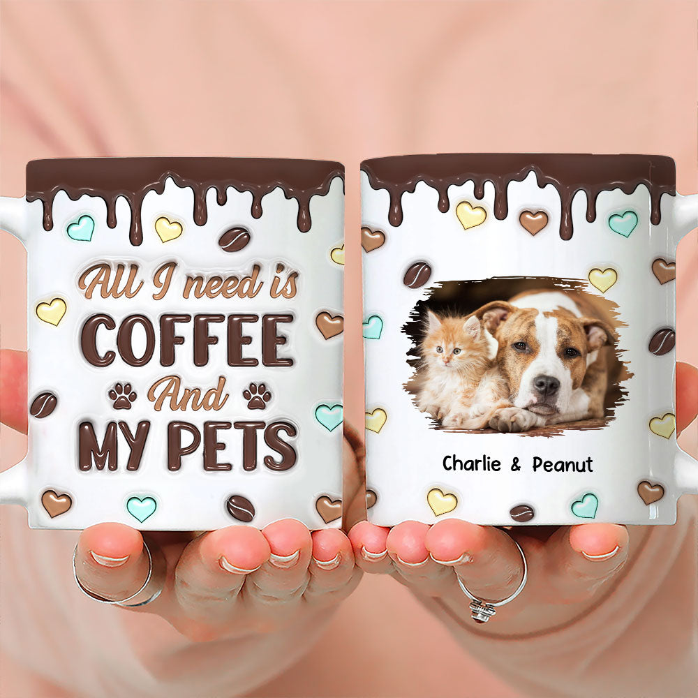 Personalized Custom 3D Inflated Effect Coffee and Pet Photo Mug - 11oz & 15oz