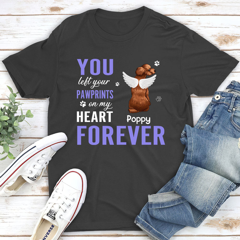 You Left Your Pawprints - Personalized Custom Unisex Memorial T-shirt for Pet Lovers