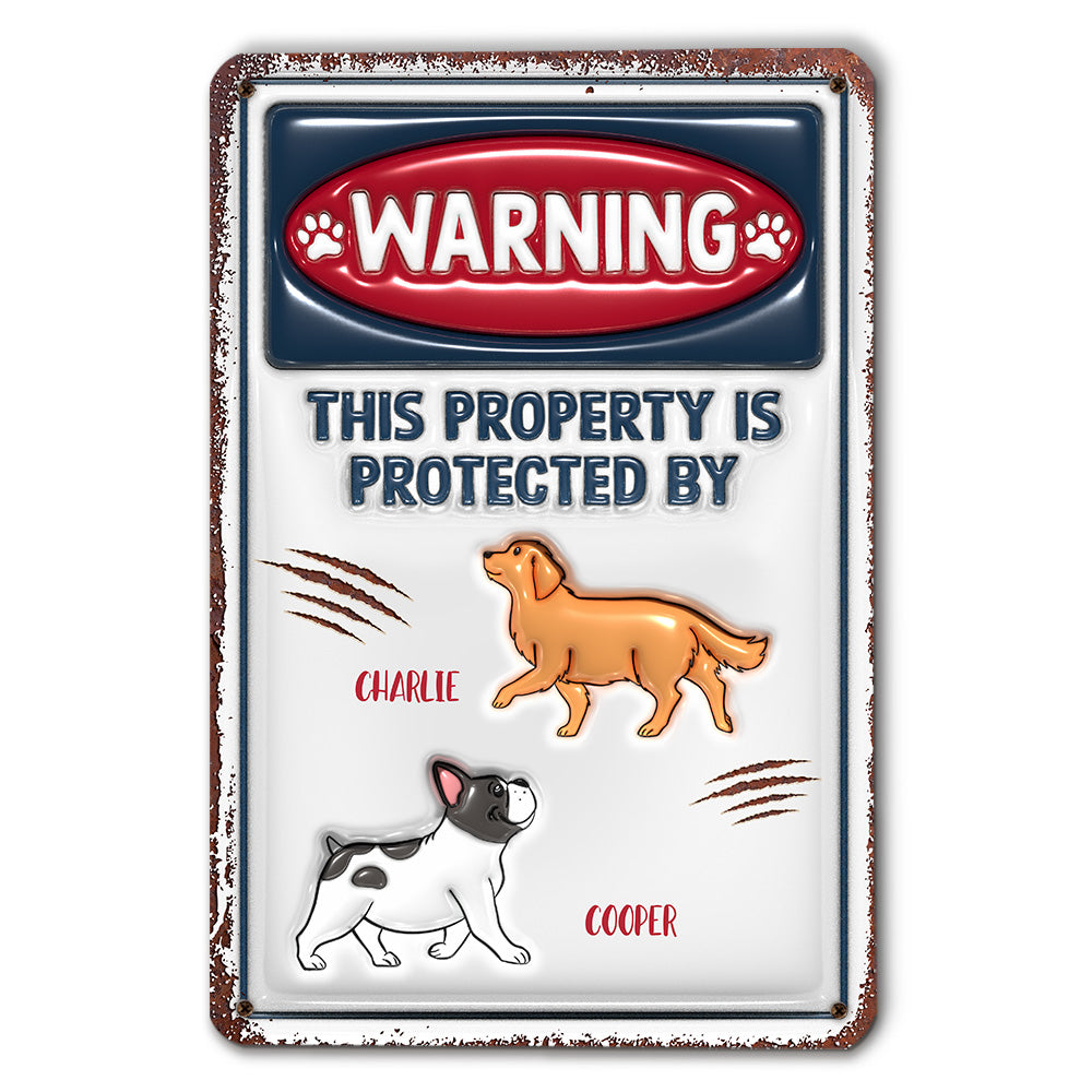 Protected By - Unique Personalized Custom 3D Inflated Effect Rust - Look Metal Sign for Home and Office Decor