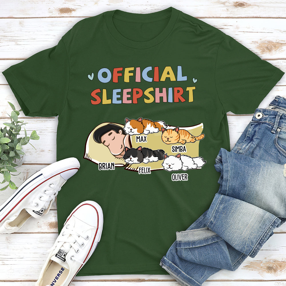 Personalized Custom Unisex Sleeping Cat Sleepshirt - 5.3 oz Heavy Cotton T-shirt