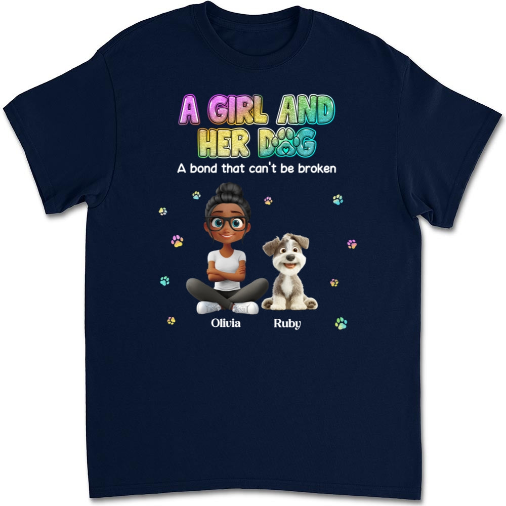 A Girl And Her Dog - Personalized Custom Unisex 5.3 oz T-shirt for Pet Lovers