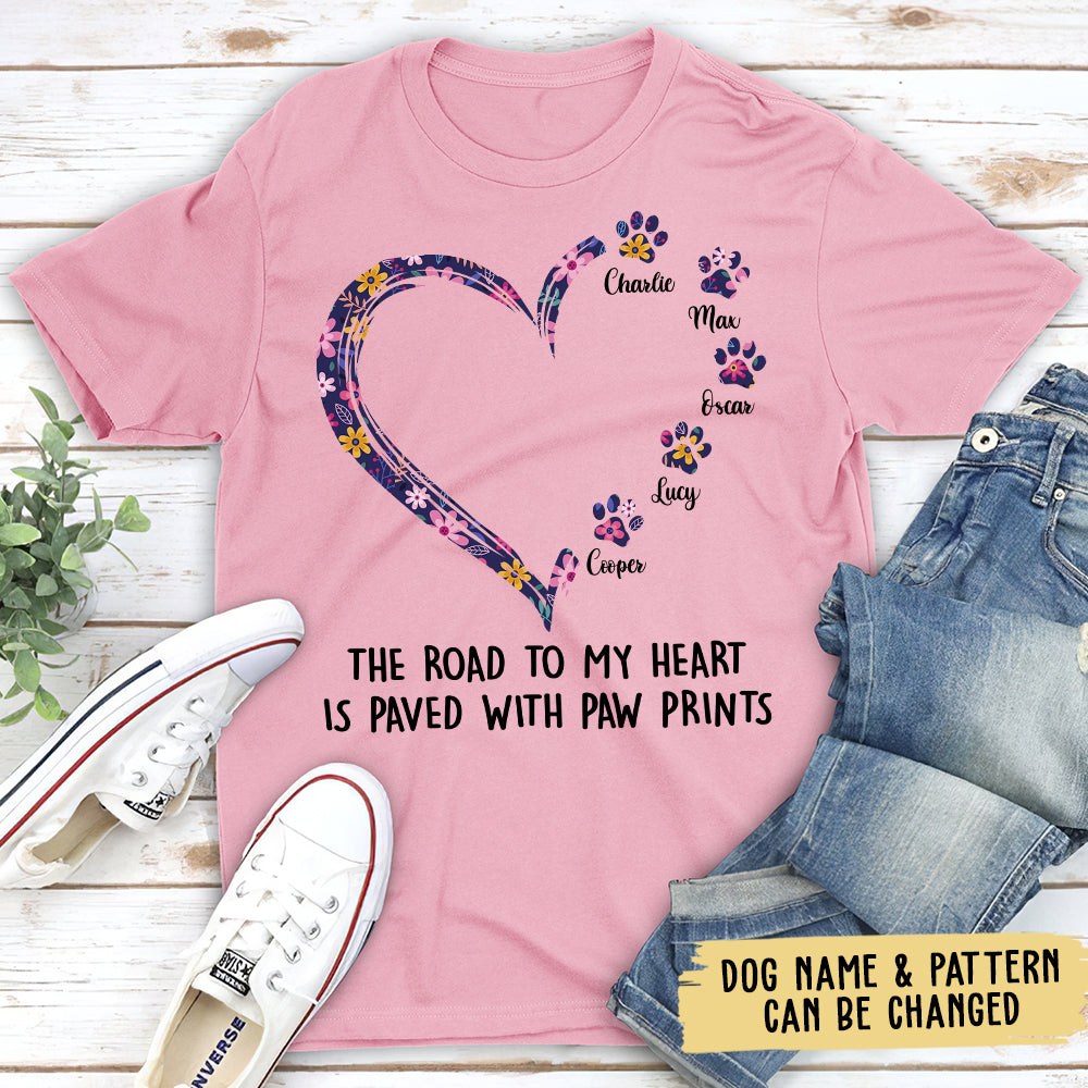 Road To Heart Pattern - Personalized Custom Unisex 5.3 oz T-shirt for Pet Lovers