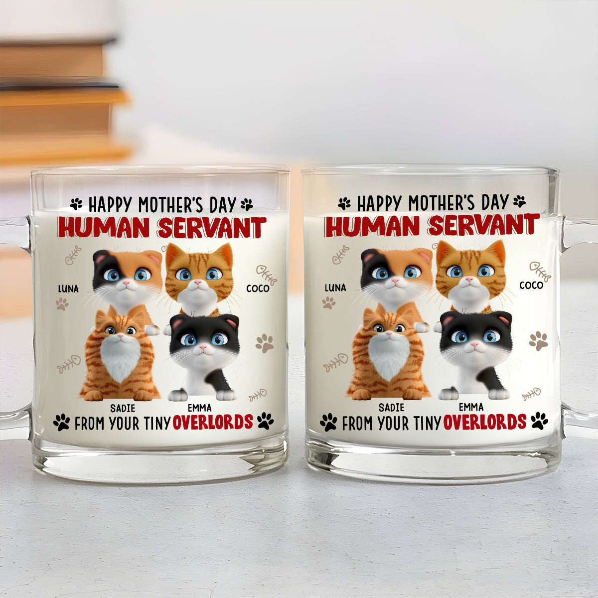 Happy Human Servant - Exquisitely Personalized Custom Glass Mug with 11 oz Capacity