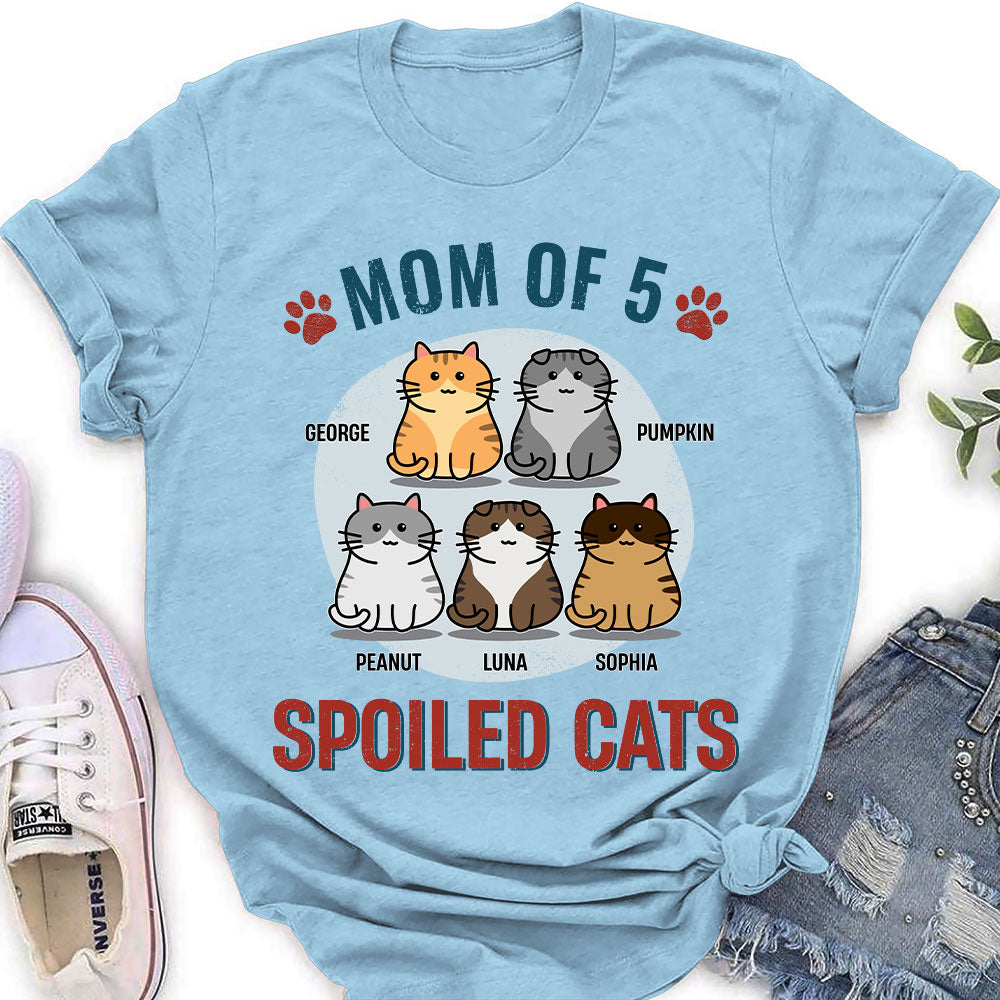 Cat Mom Of Spoiled Kids - Personalized Custom Women's Cotton Blend T-shirt with Unique Feminine Pattern