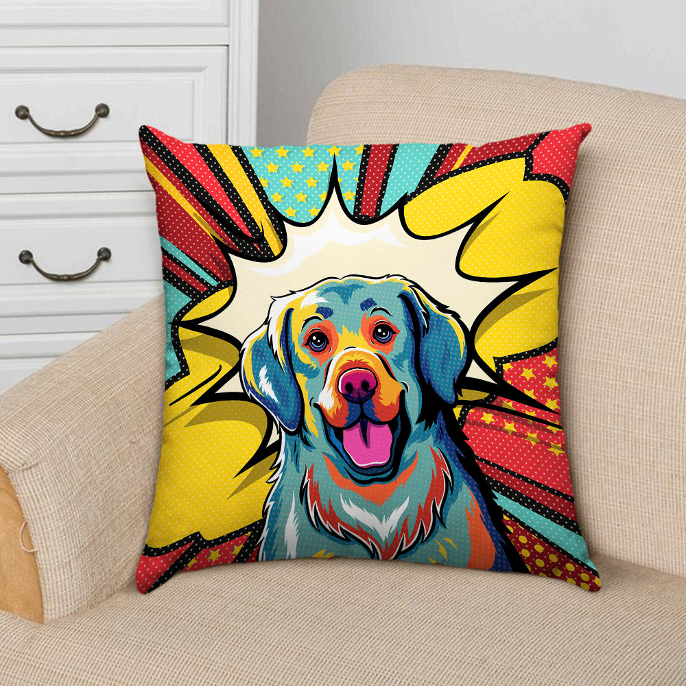 Adorable Golden Retriever Pop Art Throw Pillow - 12'x12', 14'x14', 18'x18'