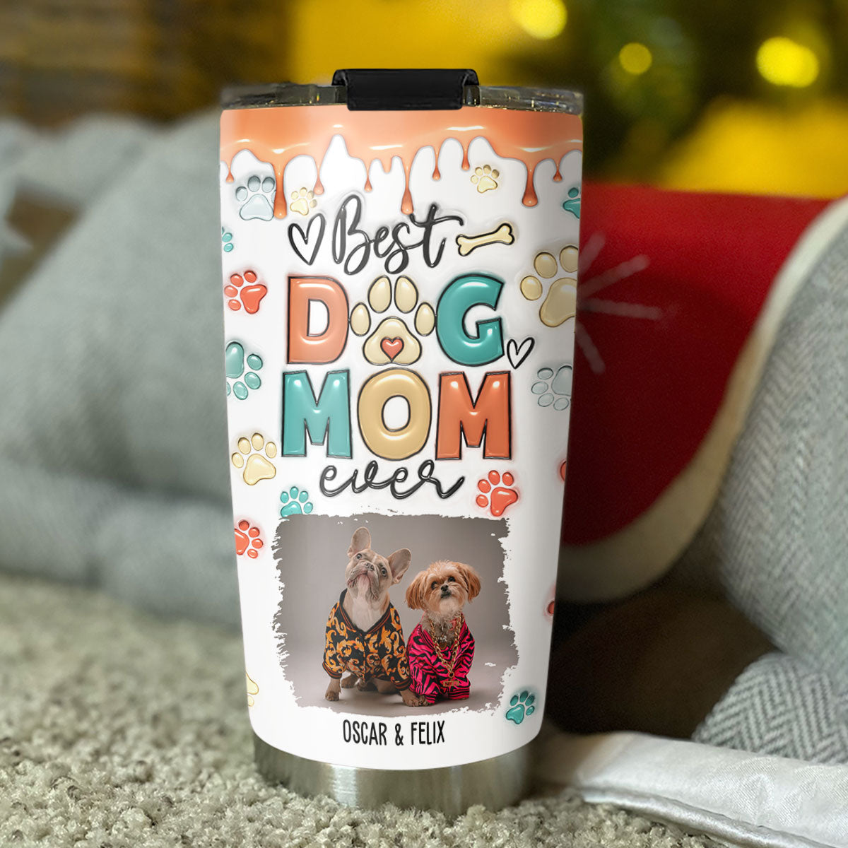 Best Mom In My Heart - Personalized Custom 3D Inflated Effect 20oz Stainless Steel Tumbler with Thousands of Cool Designs