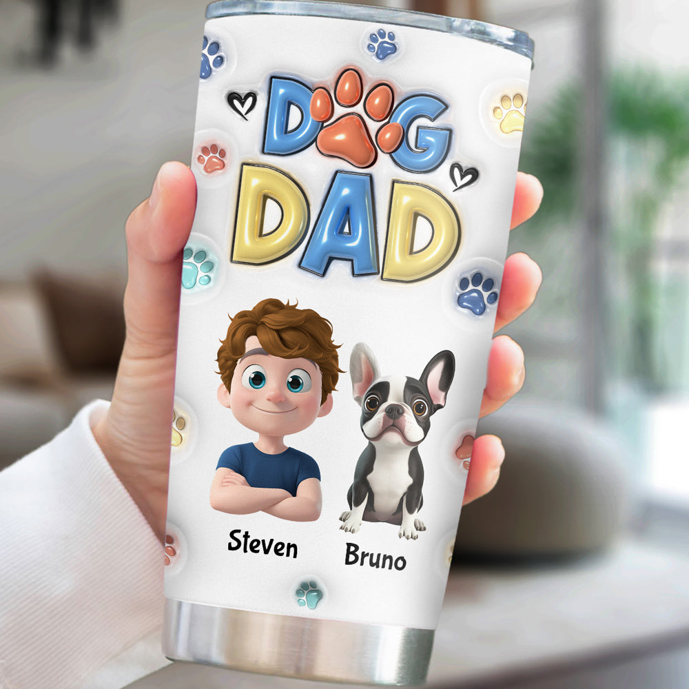 Thank You My Dog Mom Dad - Personalized Custom 3D Inflated Effect 20oz Stainless Steel Tumbler with BPA-Free Lid
