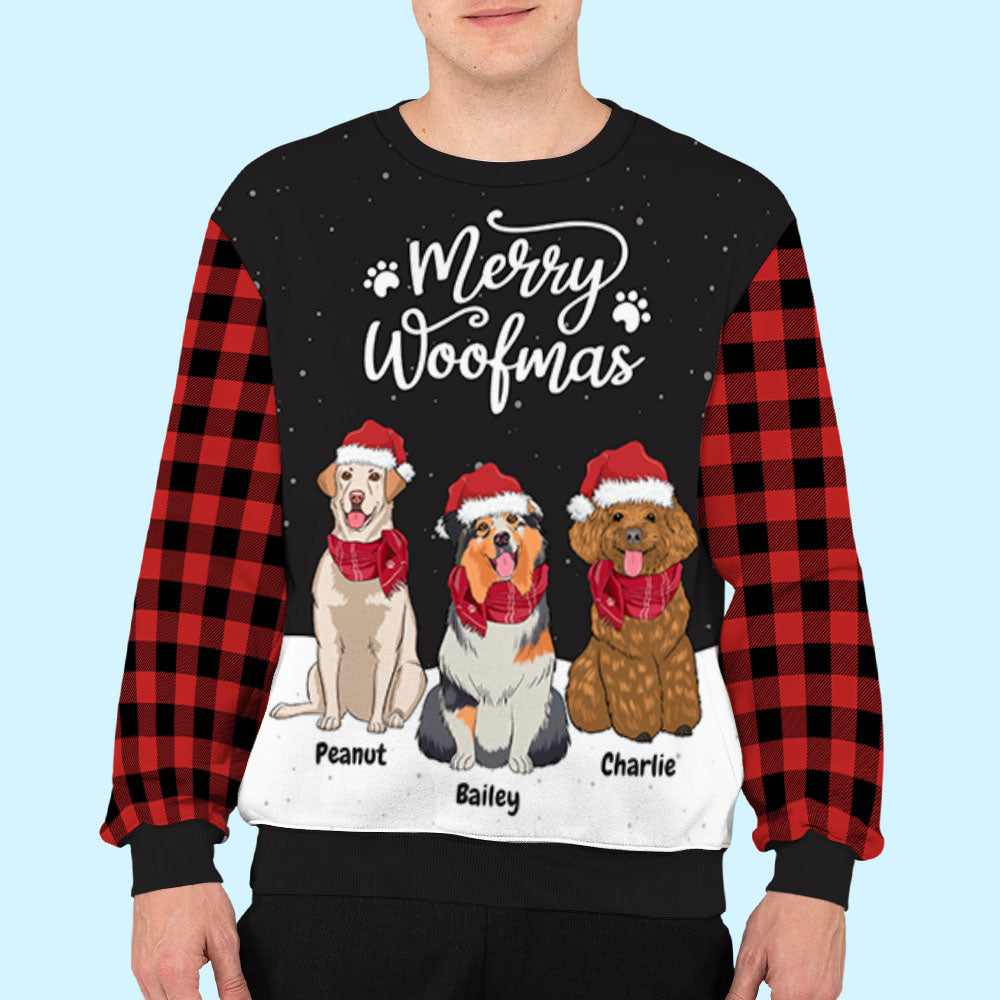 Woofmas Snow - Personalized Custom All-Over-Print Unisex 8.8 oz Polyester Blend Sweatshirt for Pet Lovers