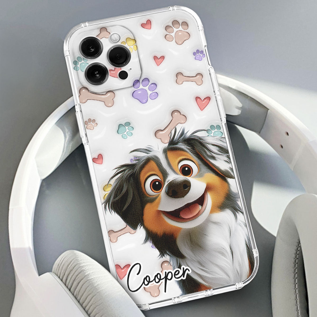 Adorable Baby Dogs - Personalized Custom 3D Inflated Effect Phone Case for Stylish Protection