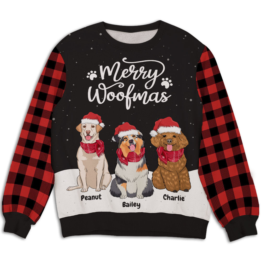 Woofmas Snow - Personalized Custom All-Over-Print Unisex 8.8 oz Polyester Blend Sweatshirt for Pet Lovers