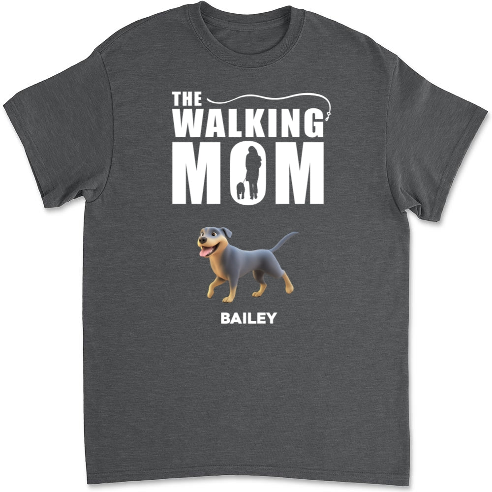 Walking Dad Mom Cartoon - Personalized Custom Unisex Heavy Cotton T-shirt for Pet Lovers