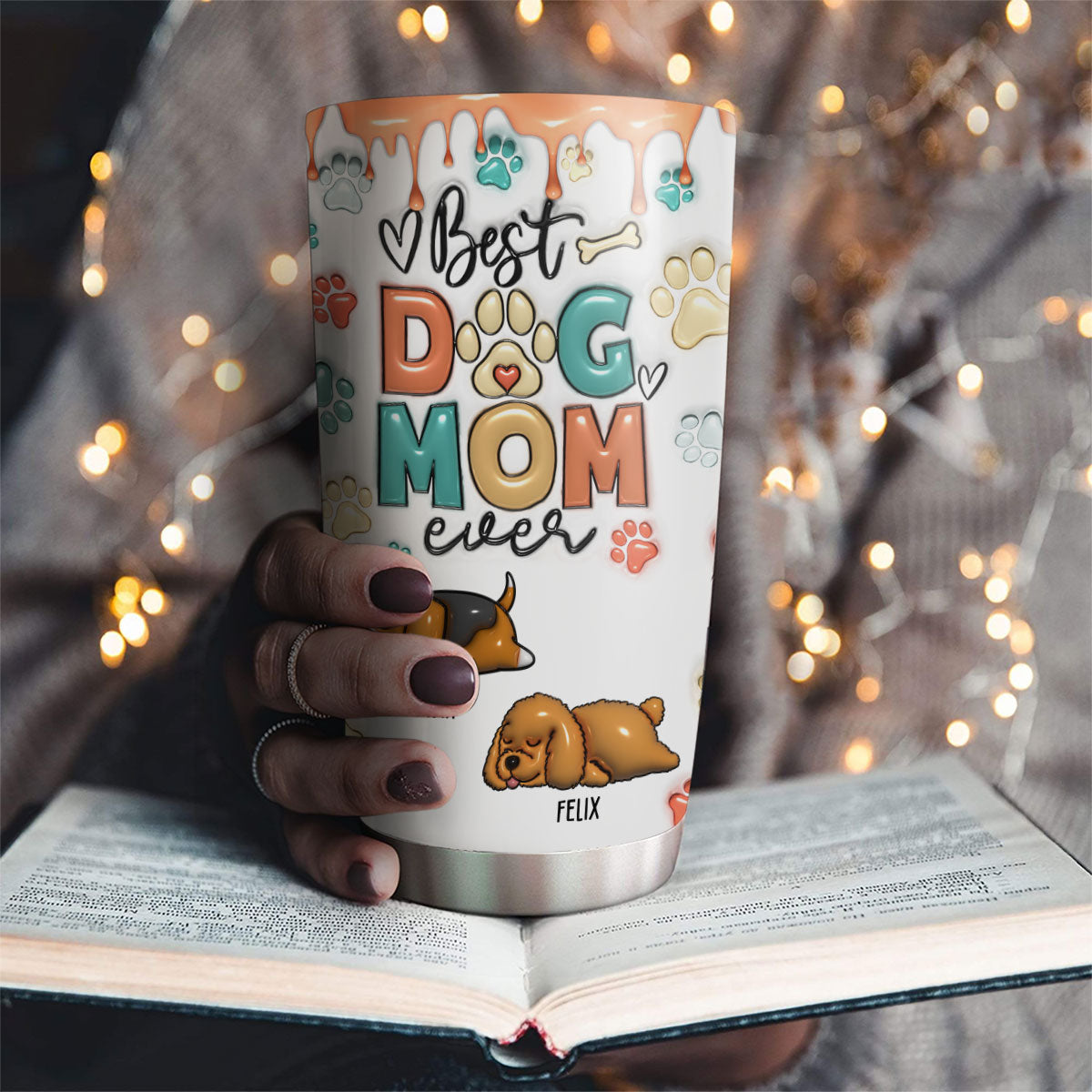 Best Mom In My Heart - Personalized Custom 3D Inflated Effect 20oz Stainless Steel Tumbler with Thousands of Cool Designs