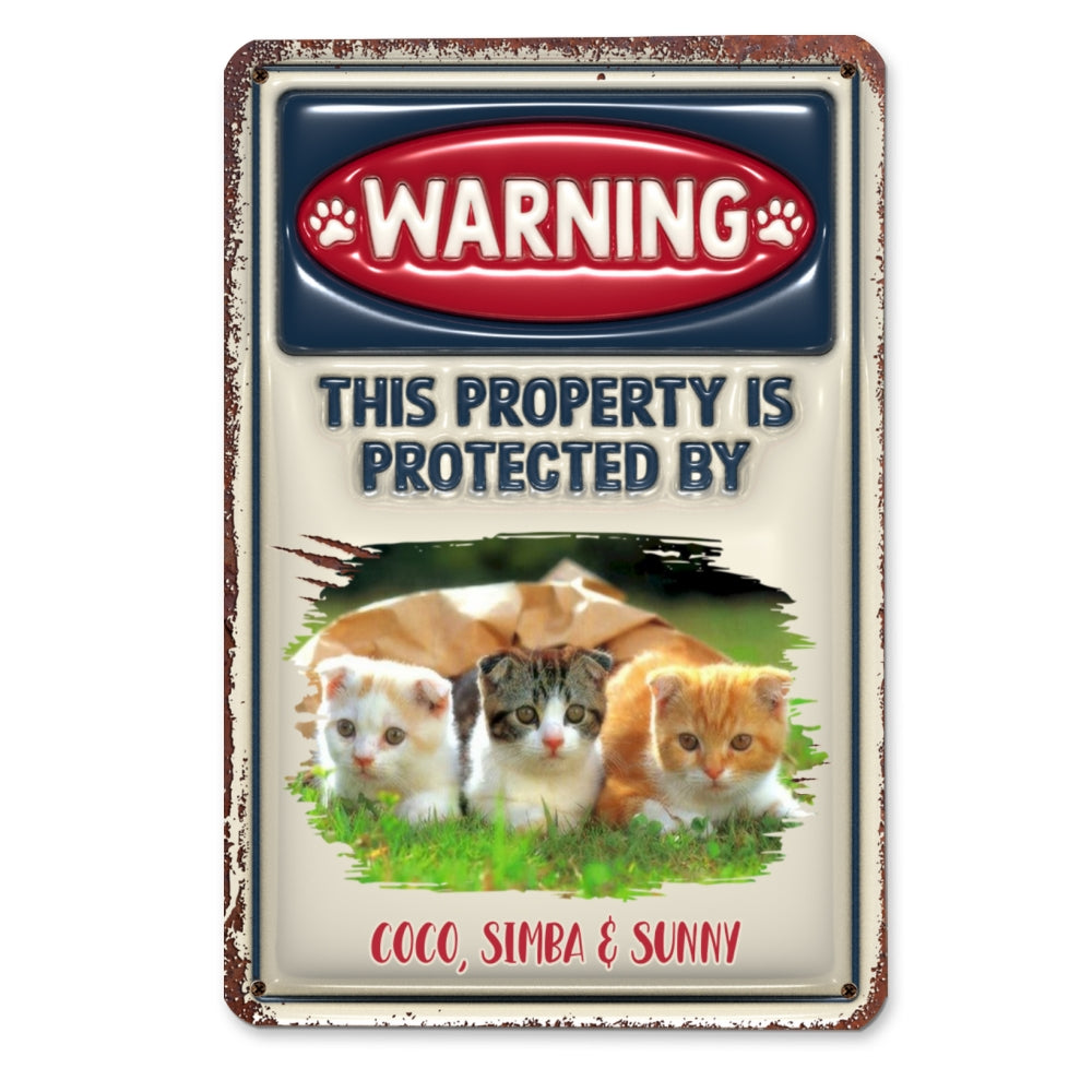 Ver Cat Photo - Personalized Custom 3D Inflated Effect Metal Sign for Property Protection
