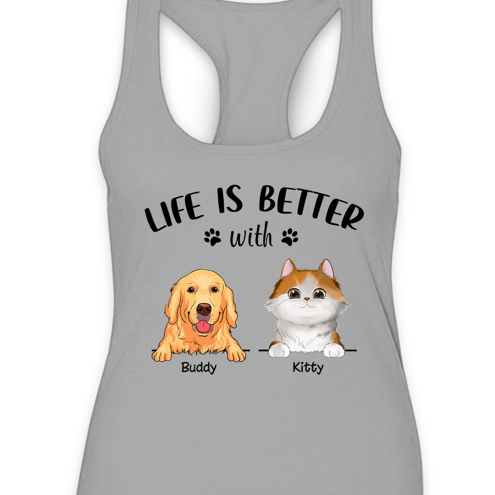 Life Is Better - Customizable Personalized Women's Summer Racerback Tank for Dog Lovers