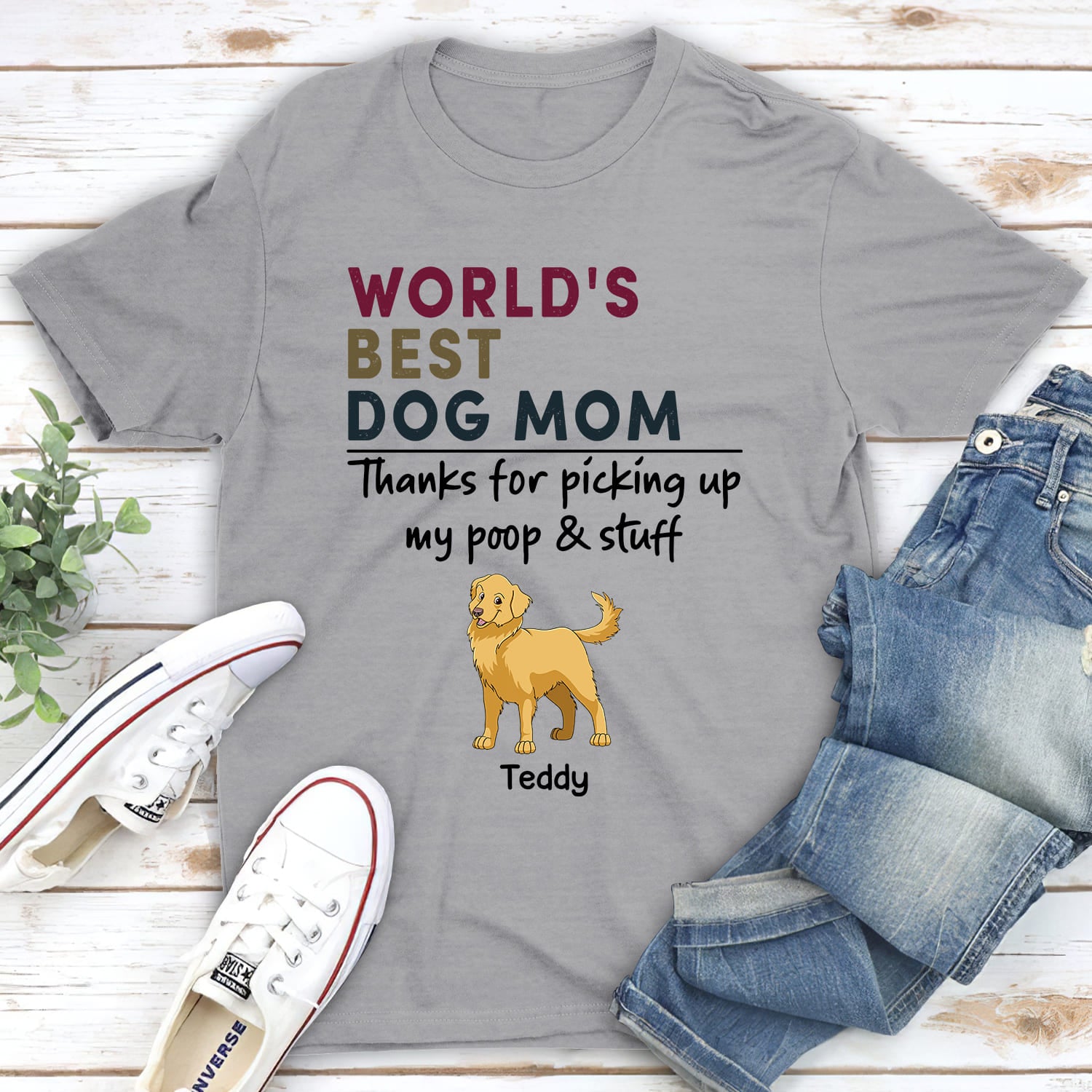 Best Dog Mom/Dad Retro - Personalized Custom Unisex 5.3 oz T-shirt for Pet Lovers