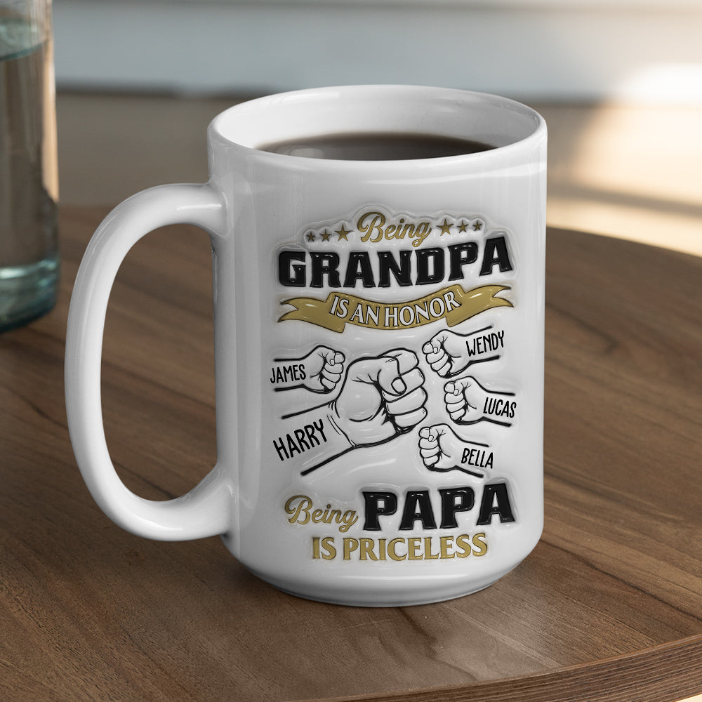 Being Papa - Stunning Personalized Custom 3D Inflated Effect Ceramic Mug in 11oz and 15oz Sizes