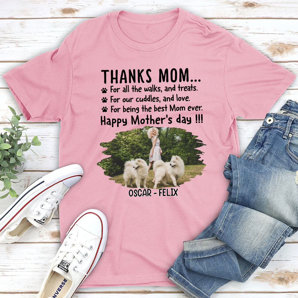 Thanks Mom Personalized Custom Unisex 5.3 oz Photo T-shirt - Ideal Gift for Pet Lovers