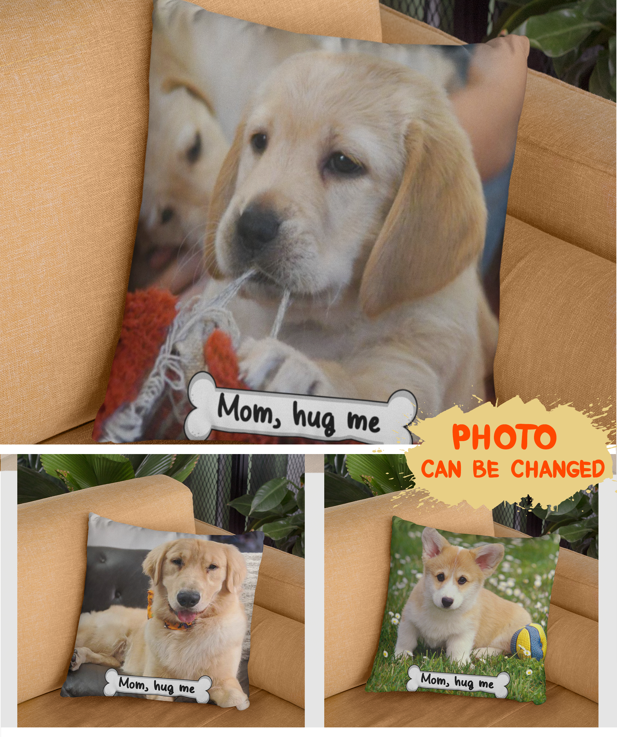 Mom, Hug Me - Personalized Custom Throw Pillow with Insert, 12' x 12' and 18' x 18' Sizes